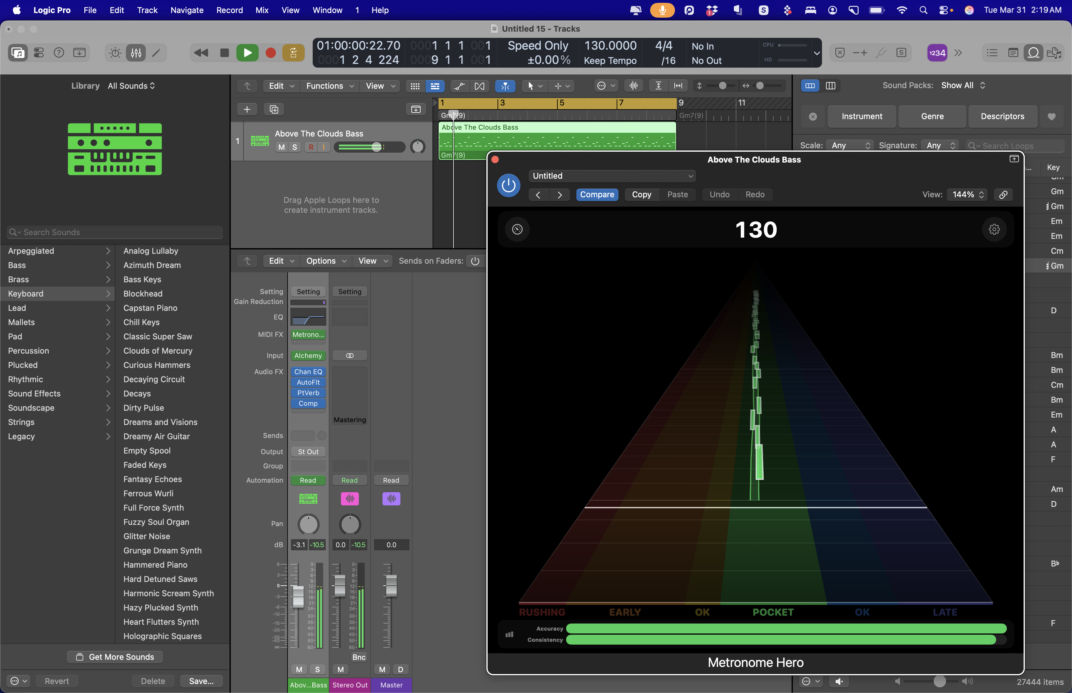 Metronome Hero AUv3 plugin running inside Logic Pro on Mac