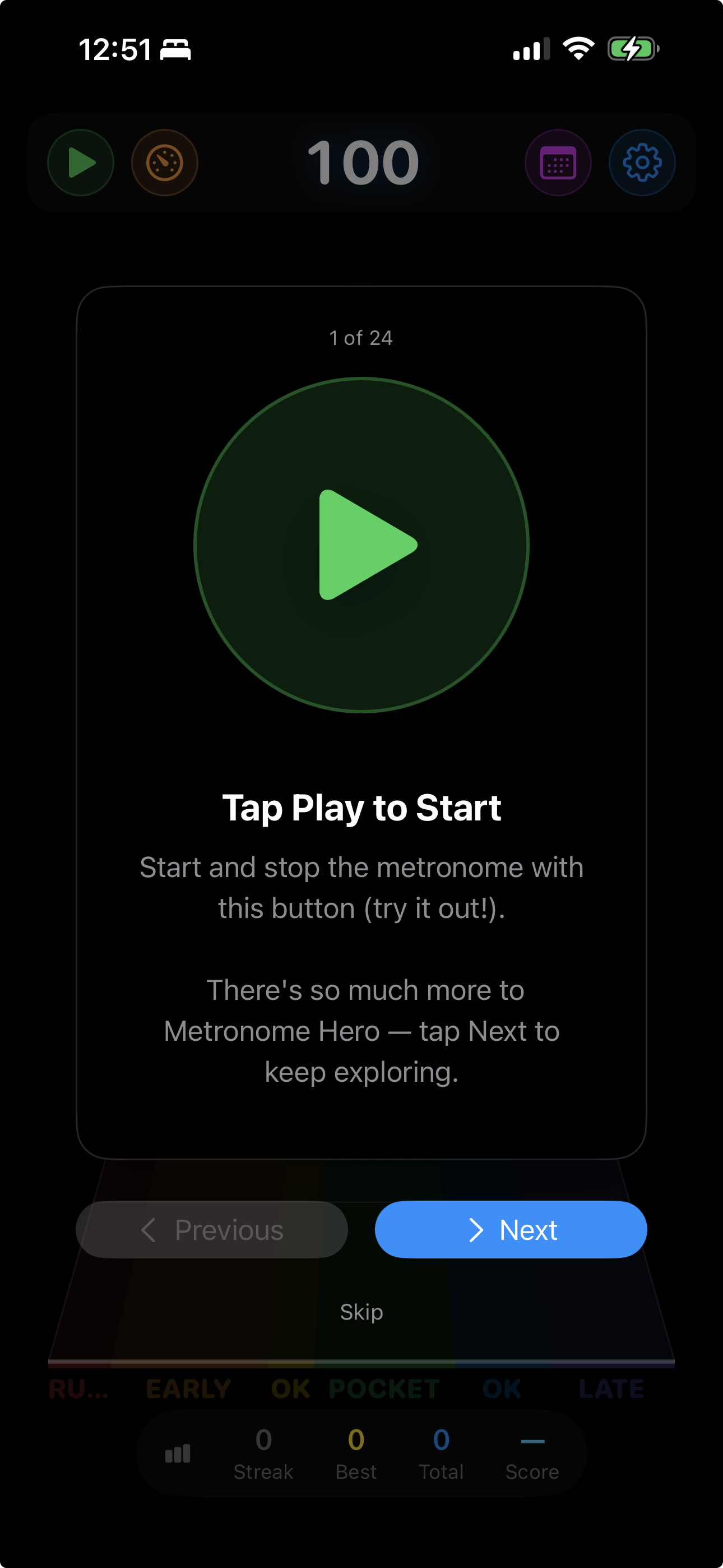 Tap Play to Start tip