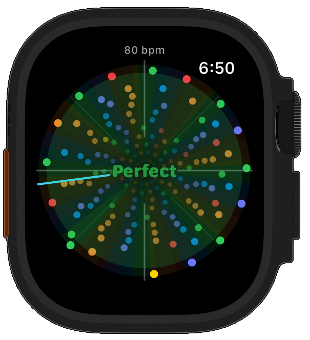 Metronome Hero on Apple Watch showing circular visualization